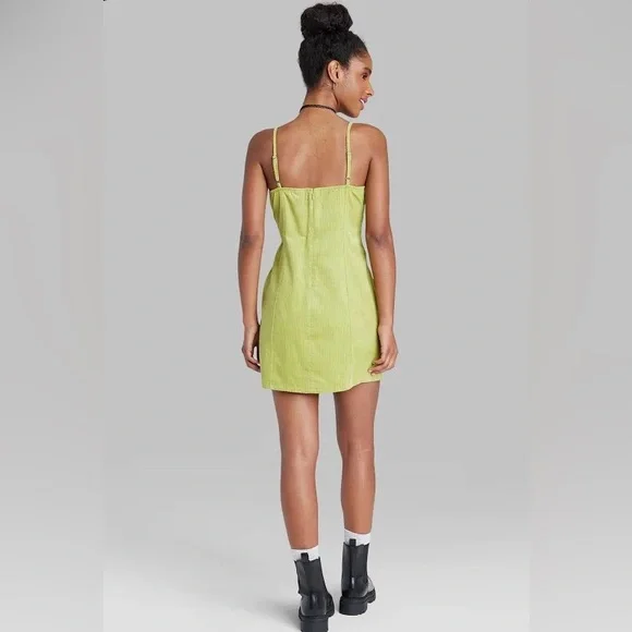 Wild Fable Lime Green Corduroy Mini Dress - Picture 2 of 12